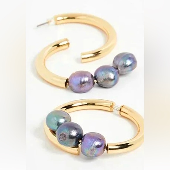 πΊπHPππΊ NWT Cult Gaia Leonie Freshwater Black Pearl Earrings - Picture 13 of 16